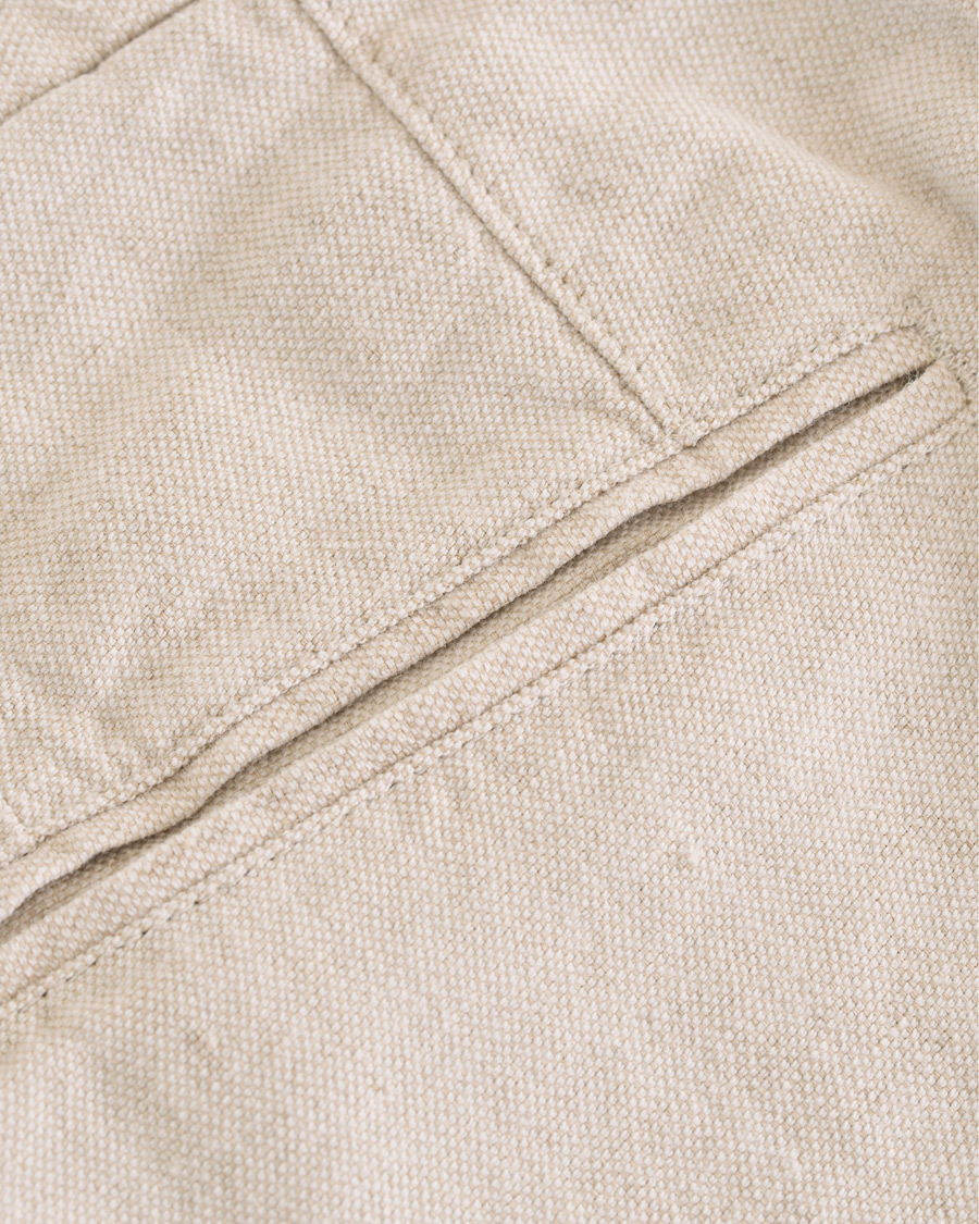 Herr | Byxor | Oscar Jacobson | Delon Cotton/Linen Garment Wash Pleated Trousers Beige