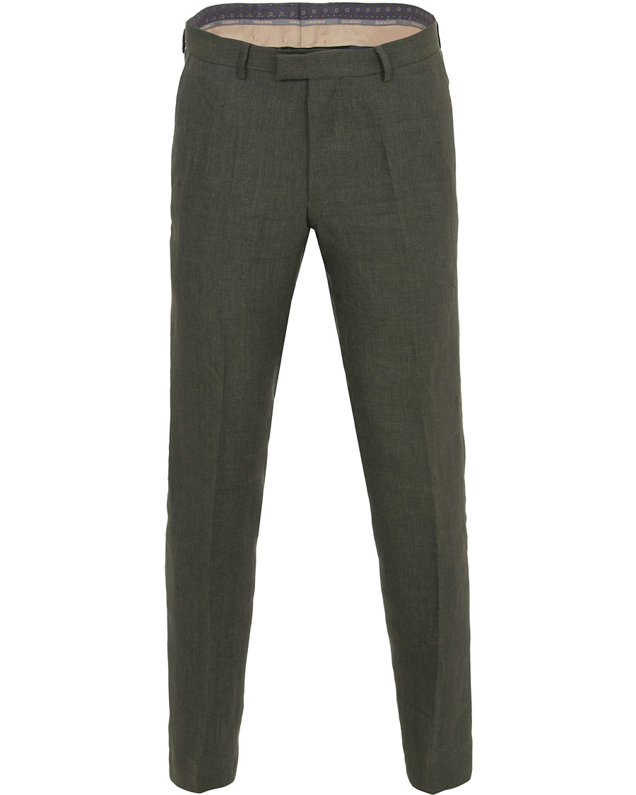 Herr | Byxor | Oscar Jacobson | Diego Linen Trousers Green