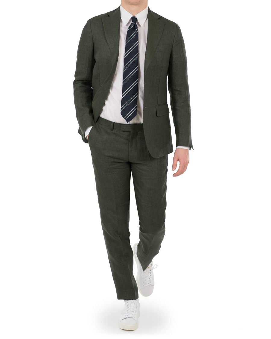 Herr | Byxor | Oscar Jacobson | Diego Linen Trousers Green