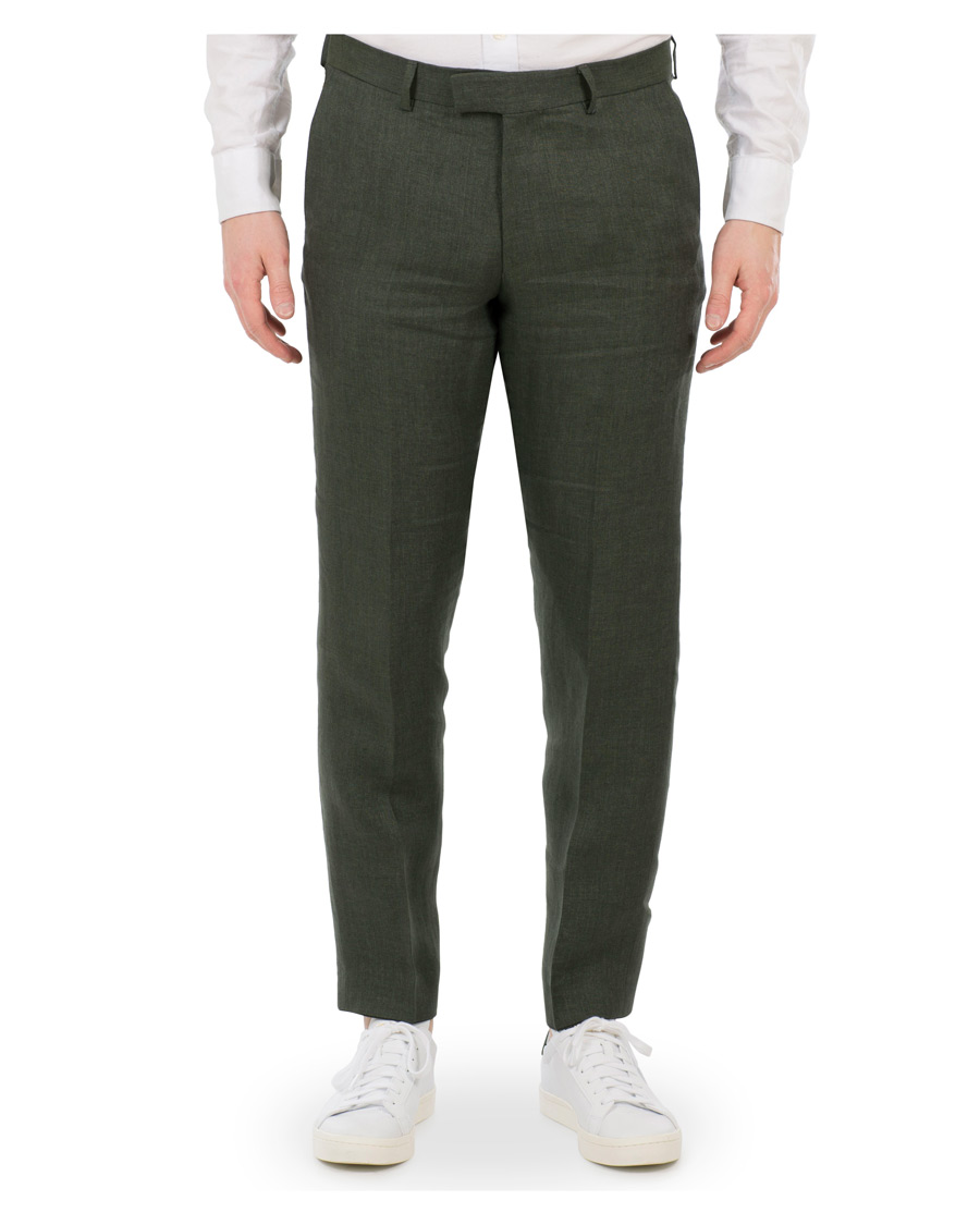 Herr | Byxor | Oscar Jacobson | Diego Linen Trousers Green