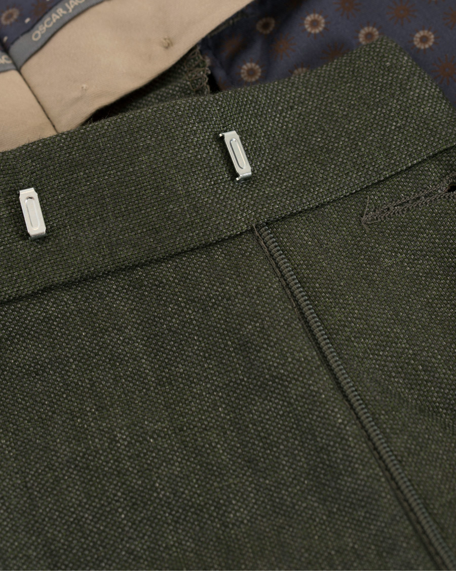 Herr | Byxor | Oscar Jacobson | Diego Linen Trousers Green
