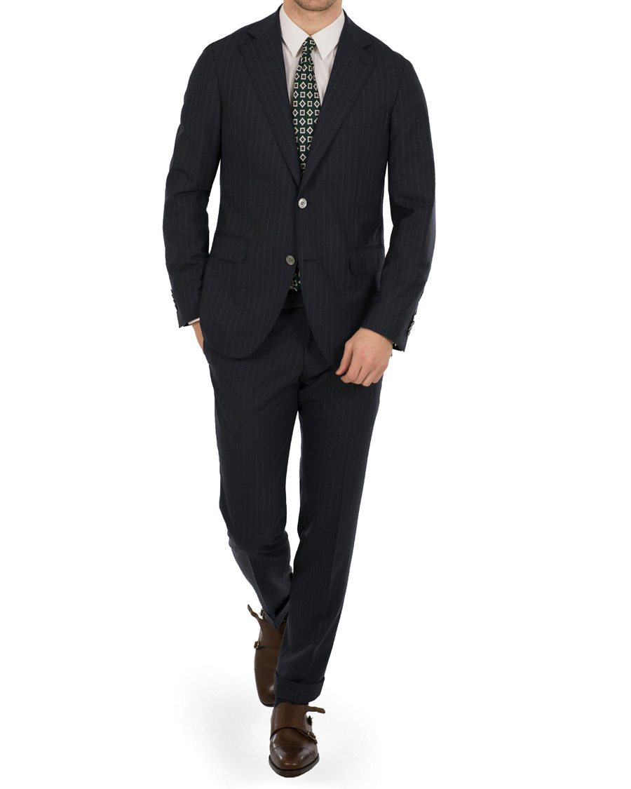 Herr | Kostymer | Oscar Jacobson | Ferry Wool Pinstripe Suit Navy