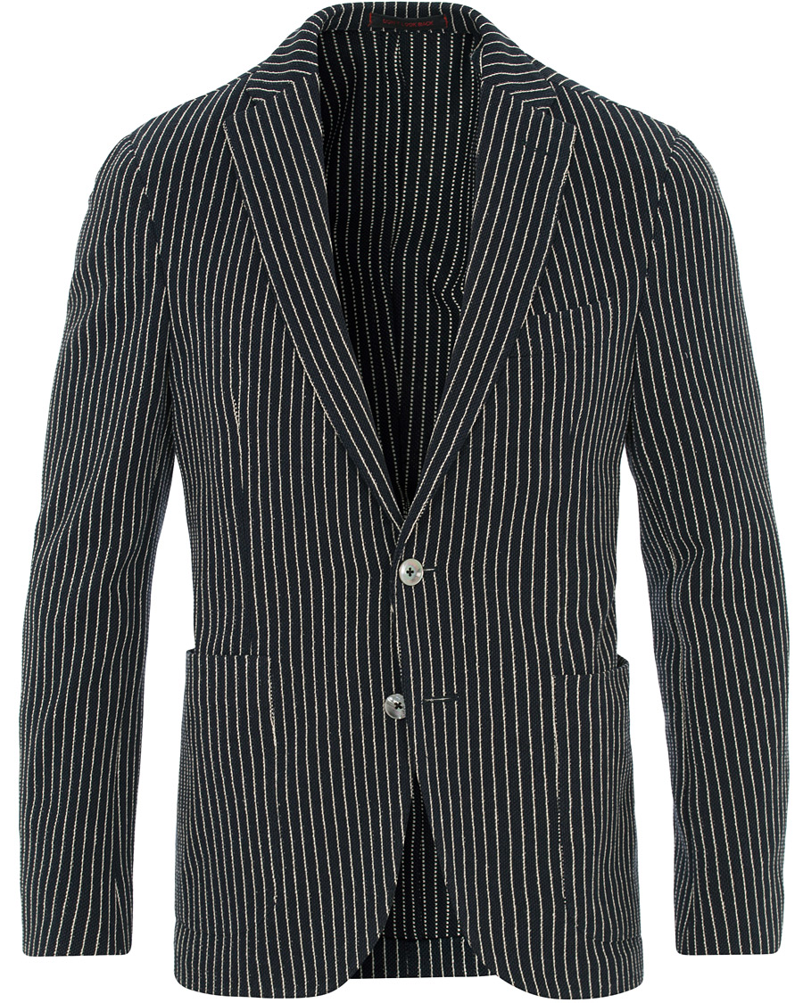 Herr | Kavajer | The Gigi | Degas Stripe Stretch Cardigan/Blazer Navy/White