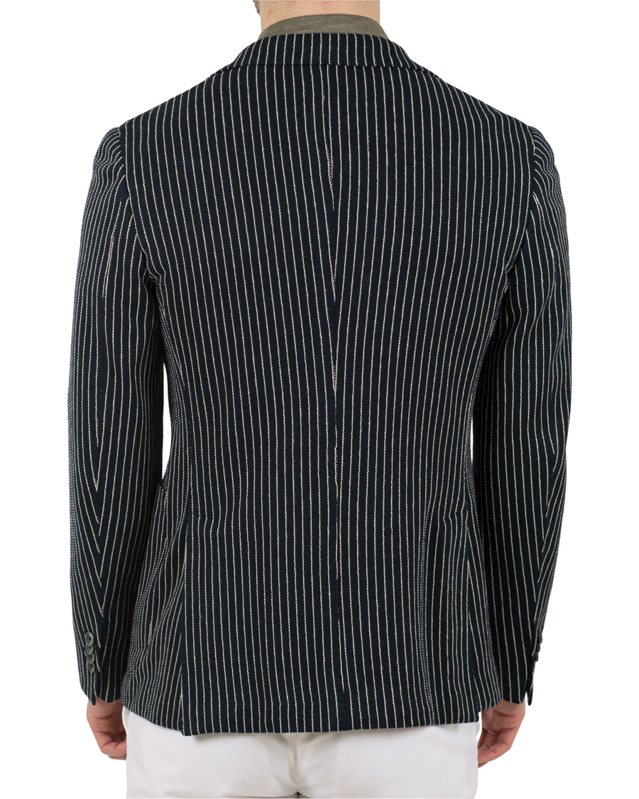 Herr | Kavajer | The Gigi | Degas Stripe Stretch Cardigan/Blazer Navy/White