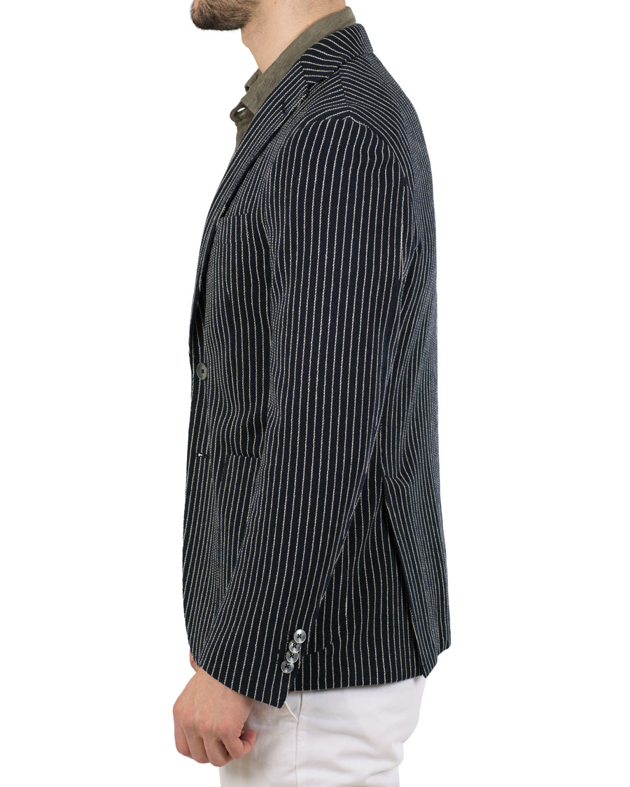 Herr | Kavajer | The Gigi | Degas Stripe Stretch Cardigan/Blazer Navy/White