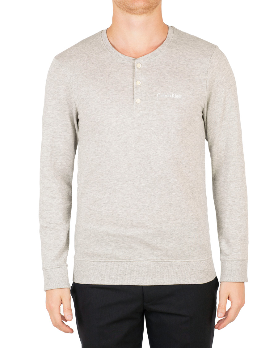 Herr | Tröjor | Calvin Klein | Henley Heather Grey