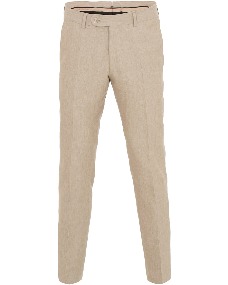 Herr | Byxor | Morris Heritage | Fred Oxford Linen/Cotton Trousers Beige