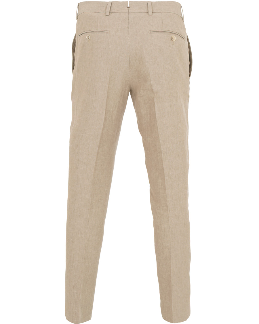 Herr | Byxor | Morris Heritage | Fred Oxford Linen/Cotton Trousers Beige