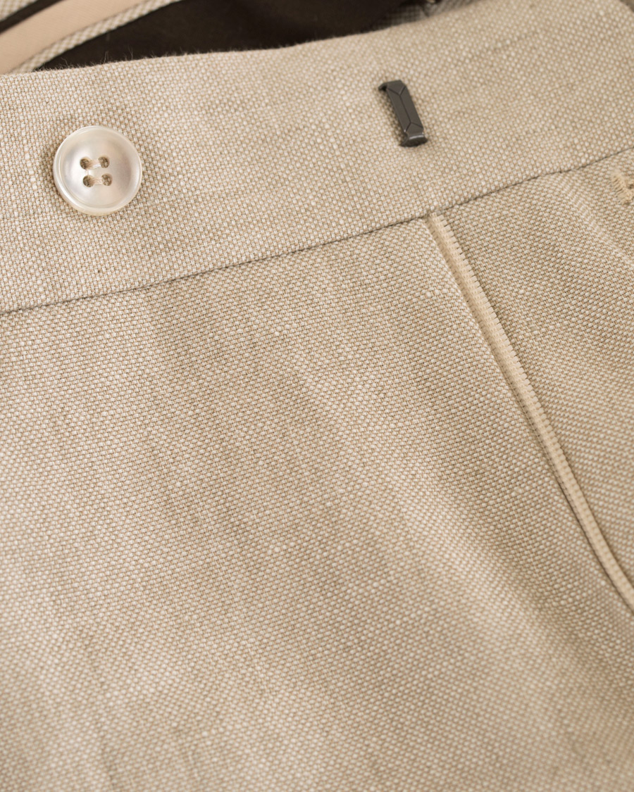 Herr | Byxor | Morris Heritage | Fred Oxford Linen/Cotton Trousers Beige