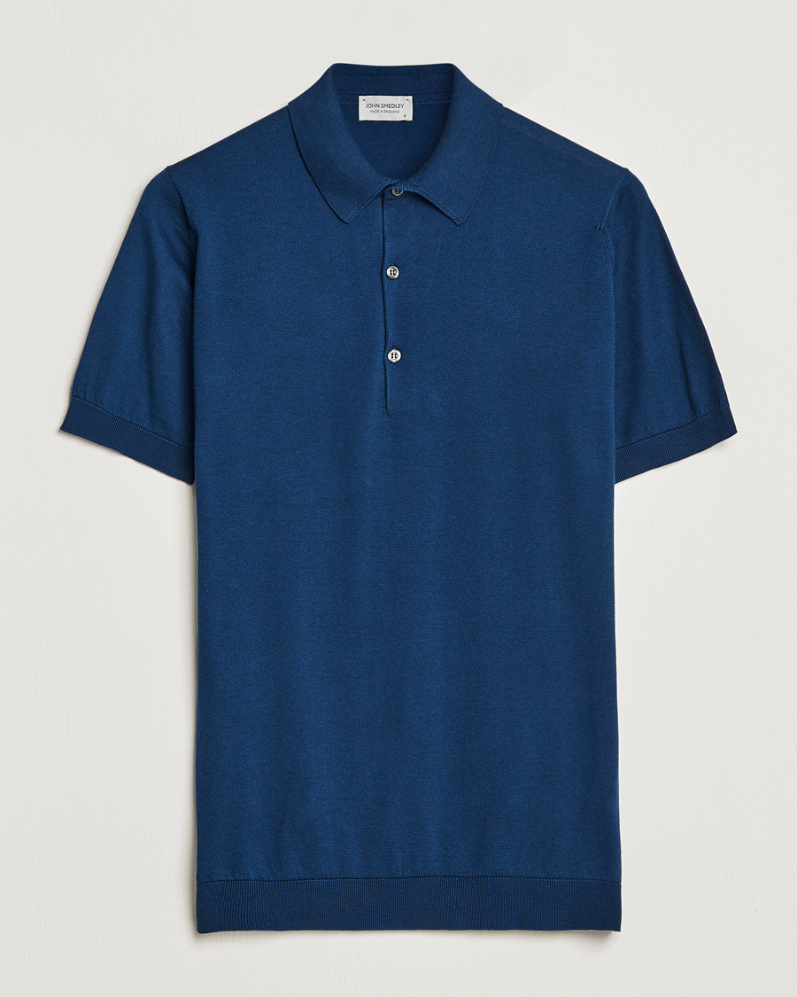 Herr | Pikéer | John Smedley | Adrian Slim Fit Sea Island Polo Indigo