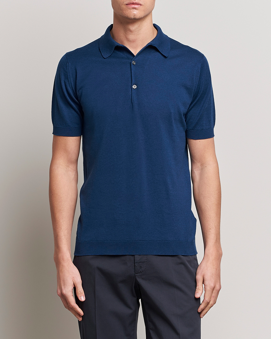 Herr | Pikéer | John Smedley | Adrian Slim Fit Sea Island Polo Indigo