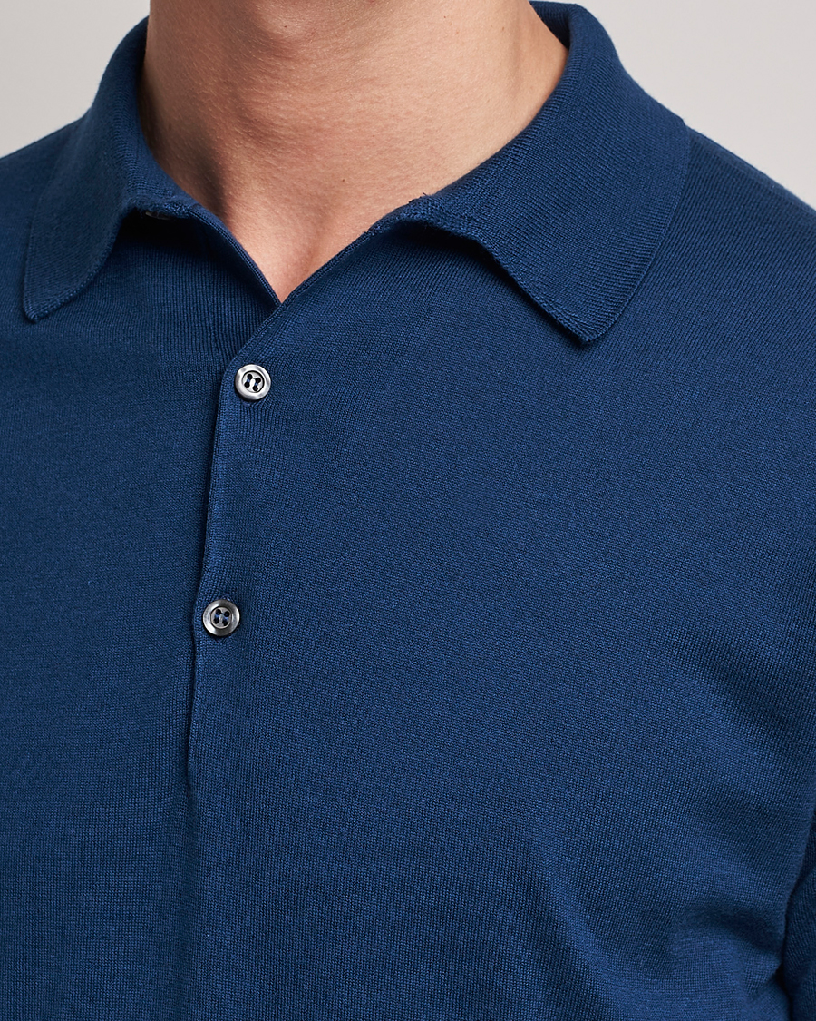 Herr | Pikéer | John Smedley | Adrian Slim Fit Sea Island Polo Indigo