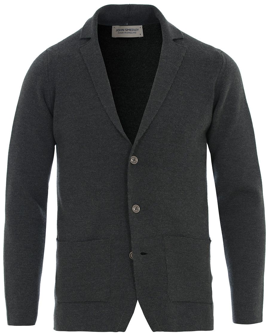 Herr | Tröjor | John Smedley | Oxland Extra Fine Merino Blazer Charcoal