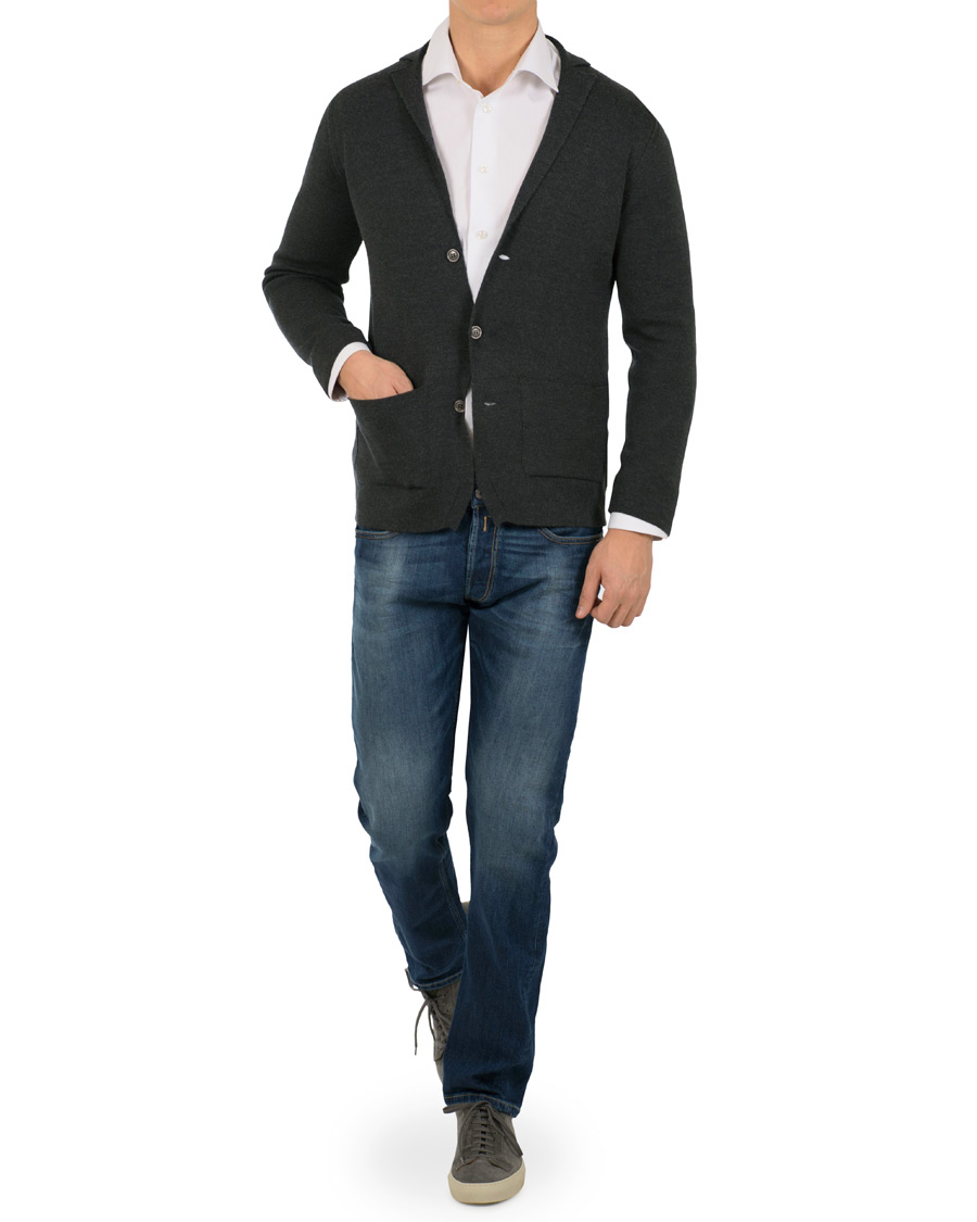 Herr | Tröjor | John Smedley | Oxland Extra Fine Merino Blazer Charcoal