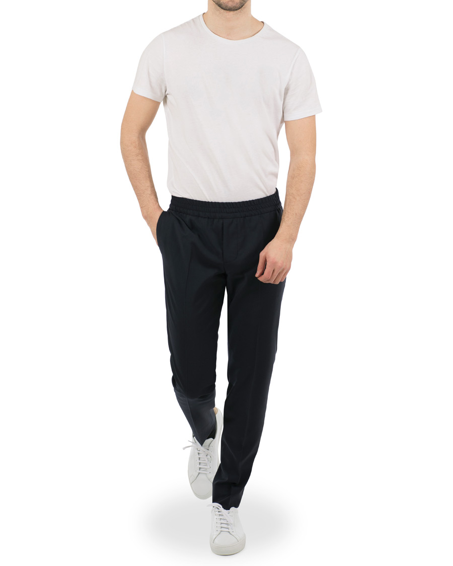 Herr | Byxor | J.Lindeberg | Sasha Comfort Wool Draw String Trousers Navy