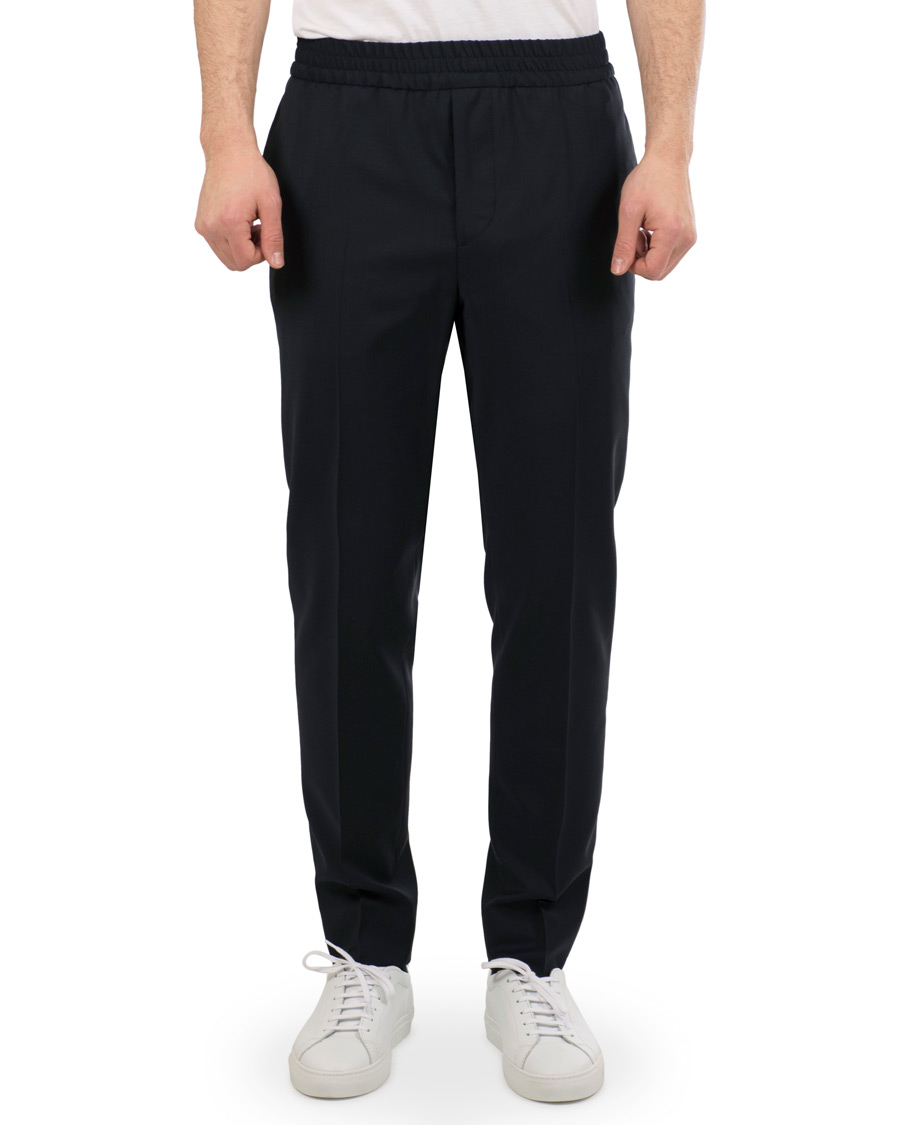 Herr | Byxor | J.Lindeberg | Sasha Comfort Wool Draw String Trousers Navy