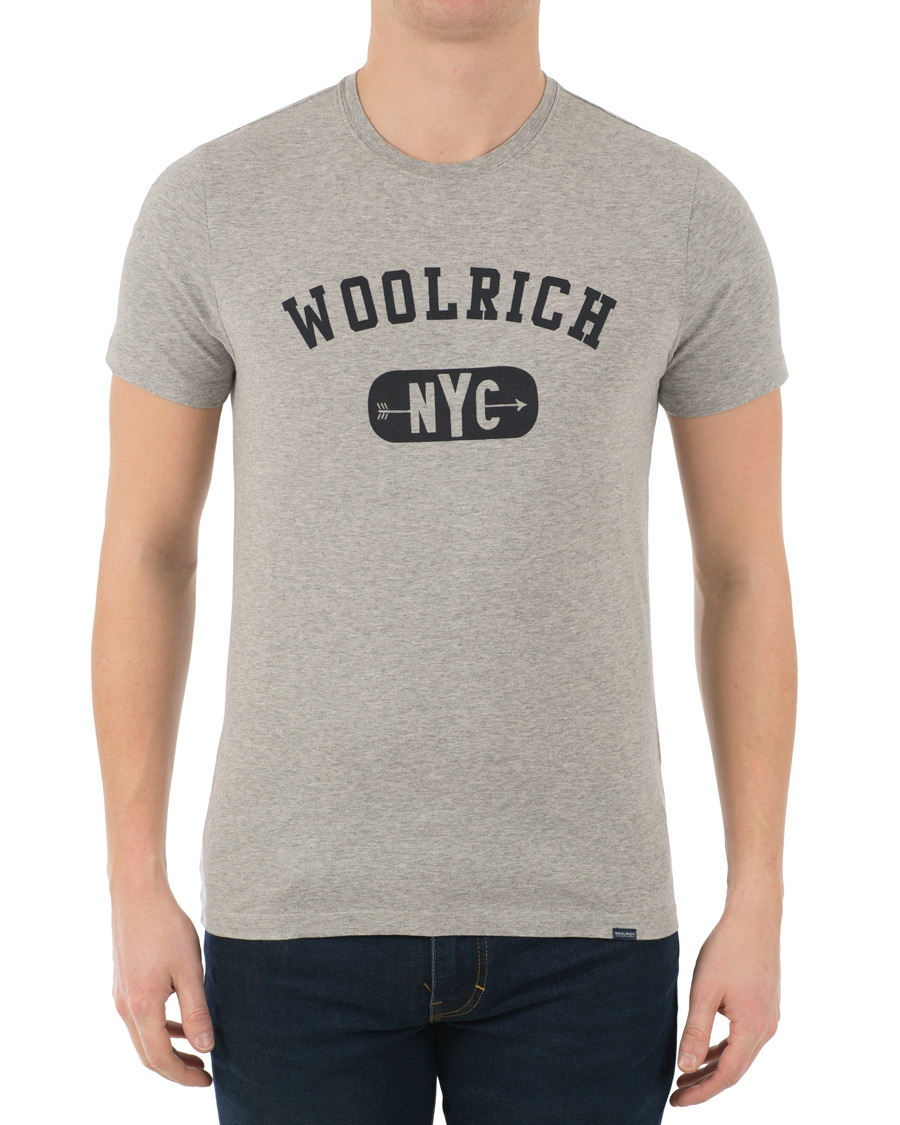 Herr | T-Shirts | Woolrich | Logo Crew Neck Tee Light Grey Melange