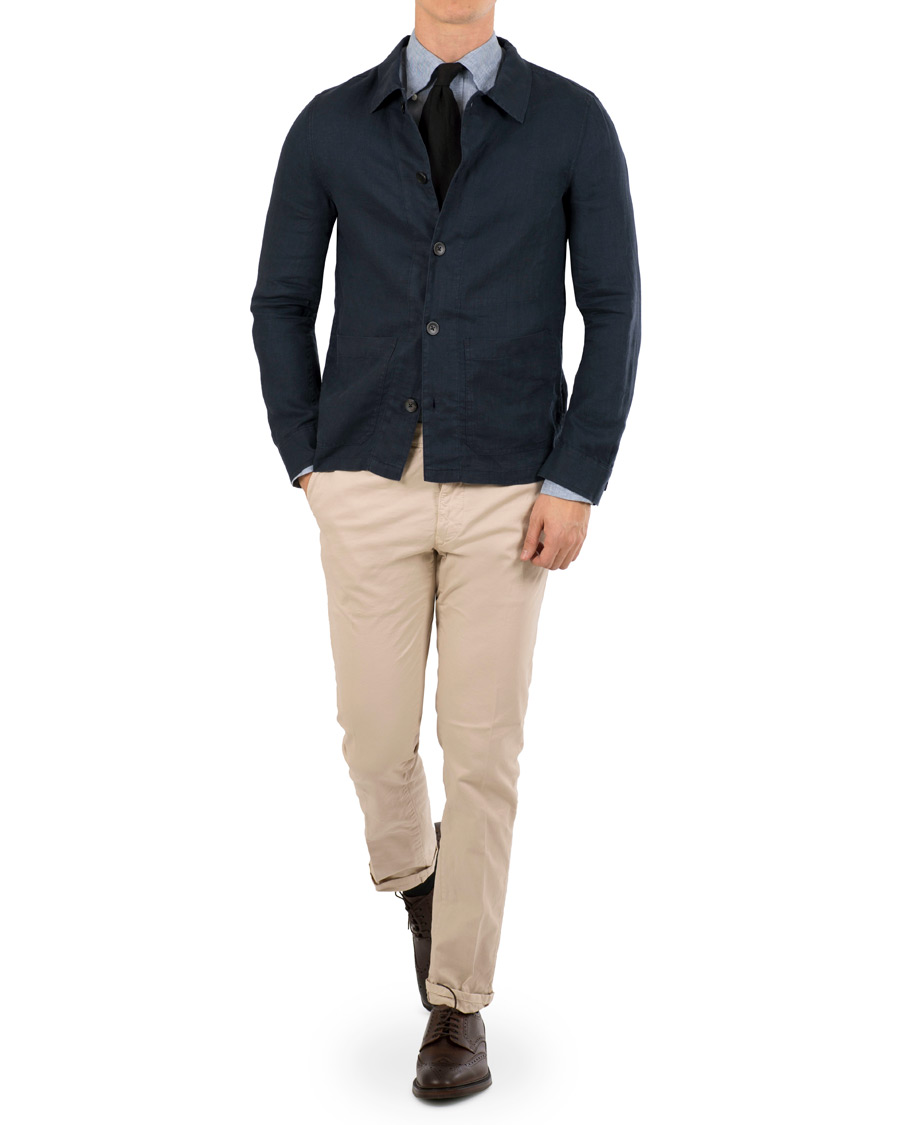 Herr | Jackor | Oscar Jacobson | Hannes Linen Shirt Jacket Navy