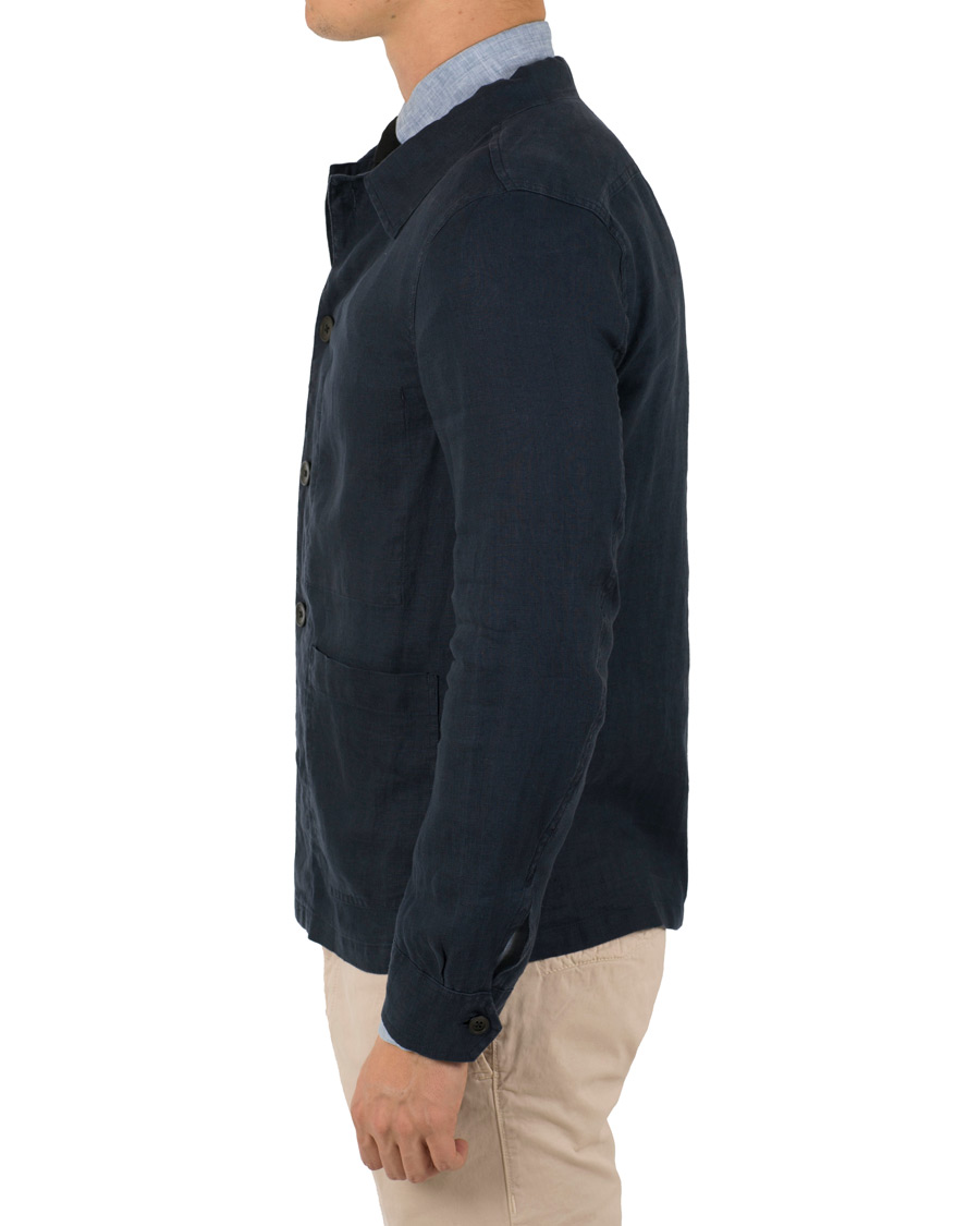 Herr | Jackor | Oscar Jacobson | Hannes Linen Shirt Jacket Navy