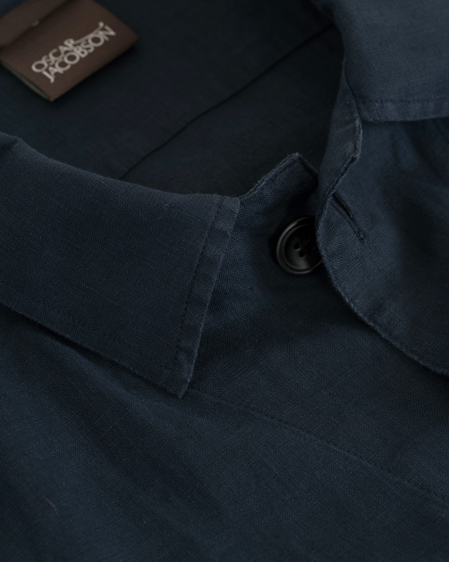 Herr | Jackor | Oscar Jacobson | Hannes Linen Shirt Jacket Navy