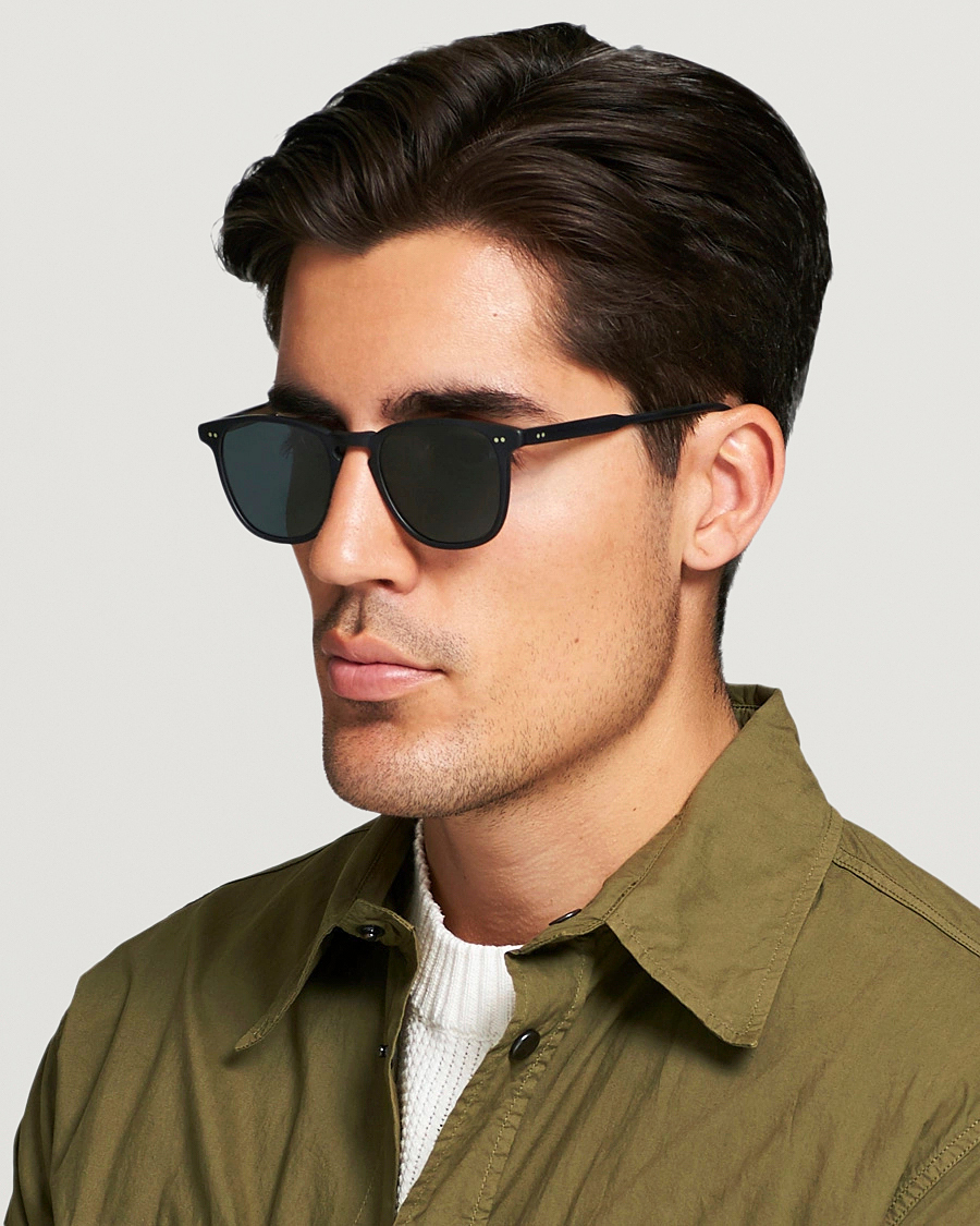 Herr | D-formade solglasögon | Garrett Leight | Brooks 47 Sunglasses Matte Black/Blue Smoke Polarized