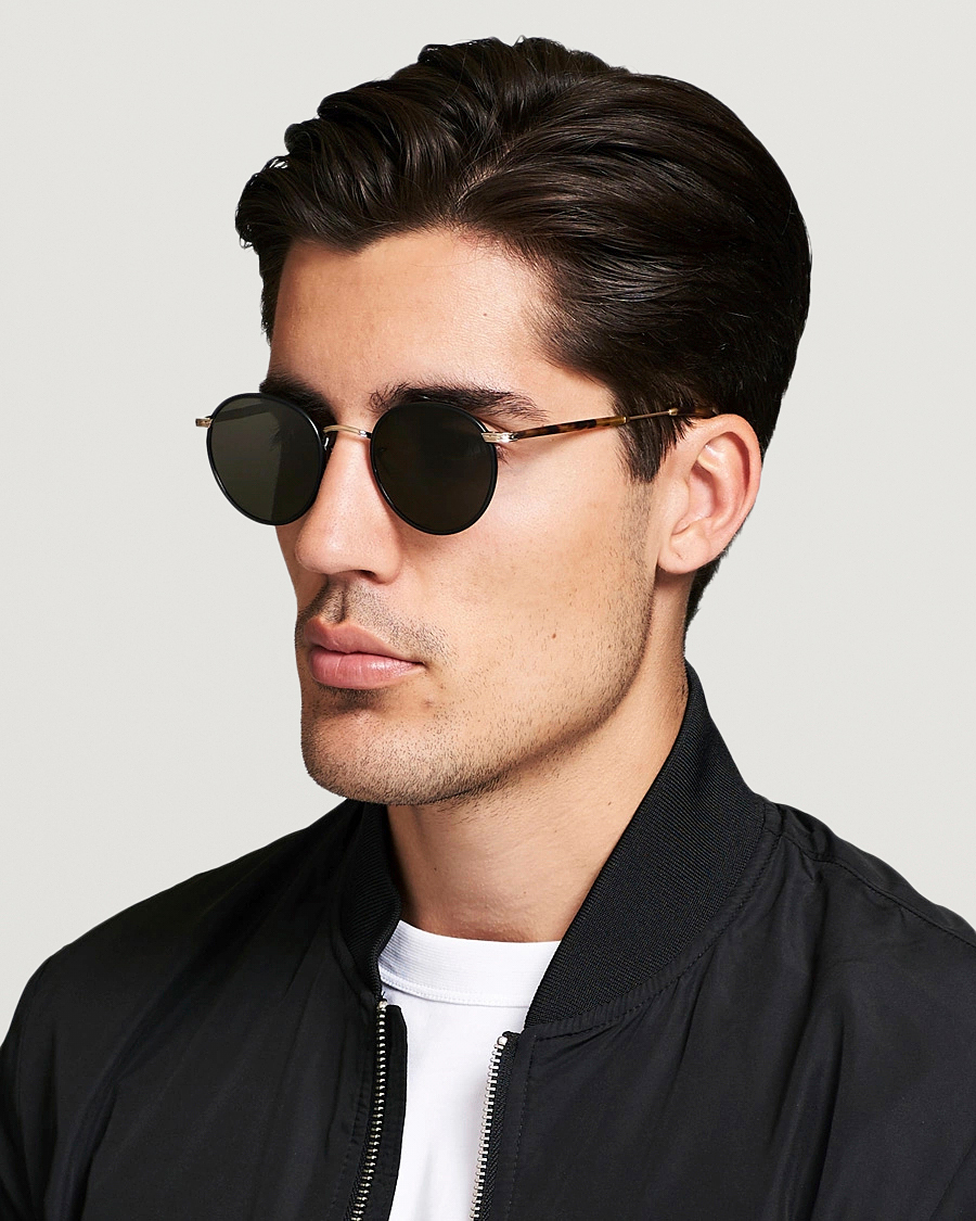 Herre | Runde solbriller | Garrett Leight | Wilson 49 Sunglasses Matte Black/Tortoise/Pure Grey