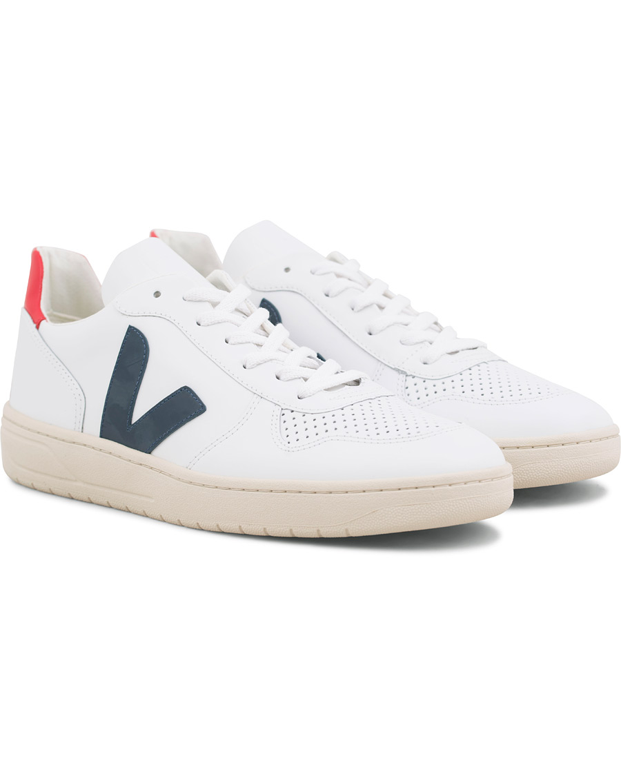 Herr | Veja V-10 Leather Sneaker Extra White/Nautico Pekin | Veja | V-10 Leather Sneaker Extra White/Nautico Pekin