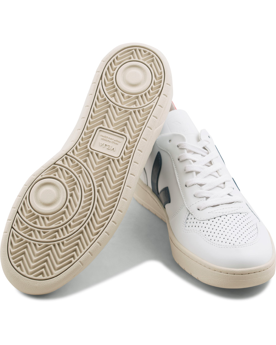 Herr | Veja V-10 Leather Sneaker Extra White/Nautico Pekin | Veja | V-10 Leather Sneaker Extra White/Nautico Pekin