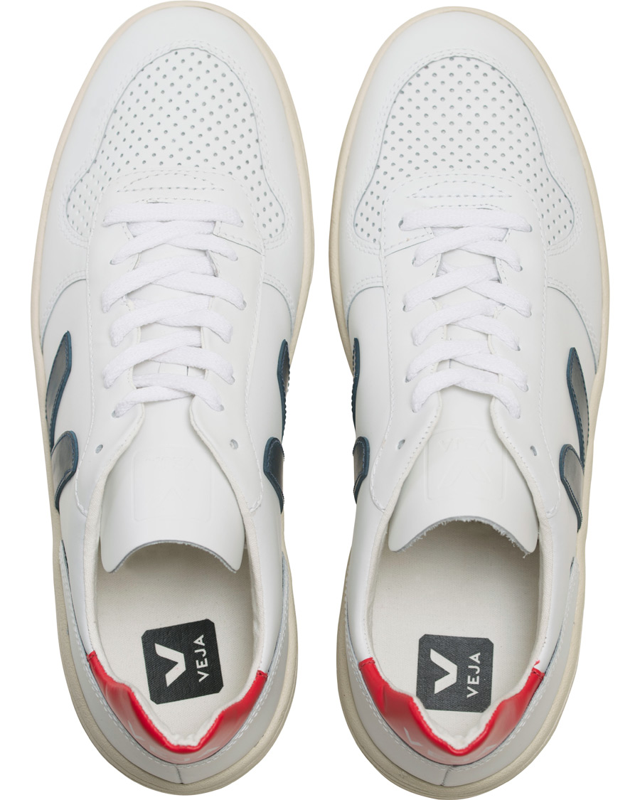 Herr | Veja V-10 Leather Sneaker Extra White/Nautico Pekin | Veja | V-10 Leather Sneaker Extra White/Nautico Pekin