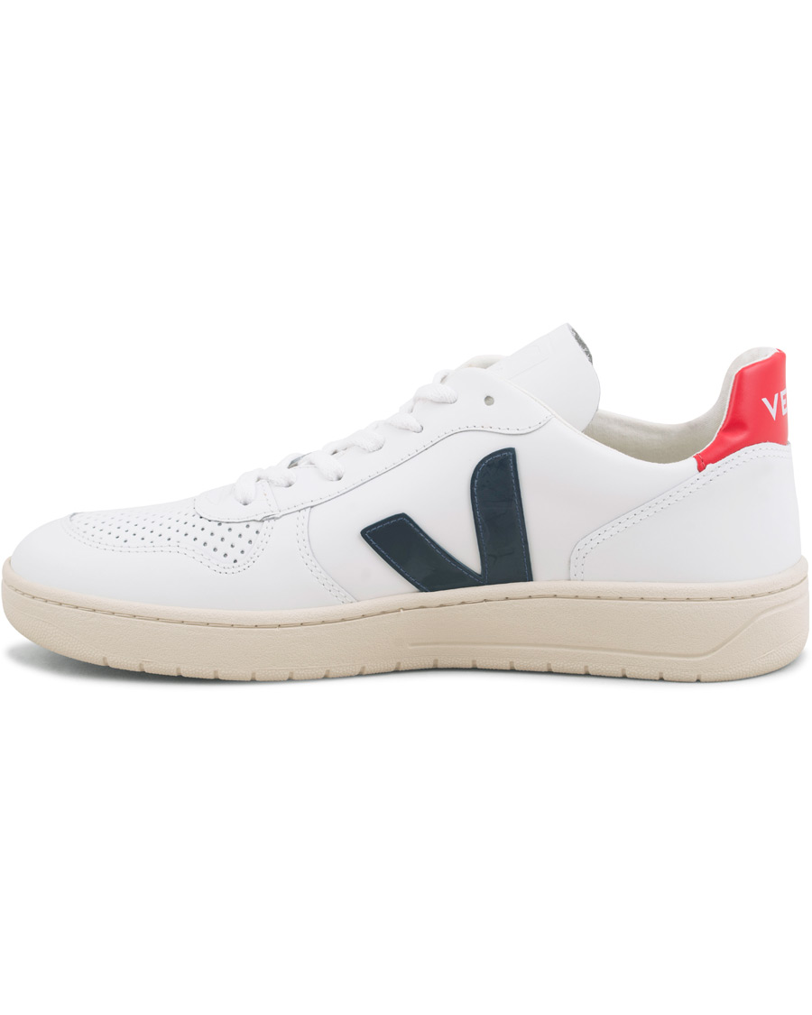 Herr | Veja V-10 Leather Sneaker Extra White/Nautico Pekin | Veja | V-10 Leather Sneaker Extra White/Nautico Pekin