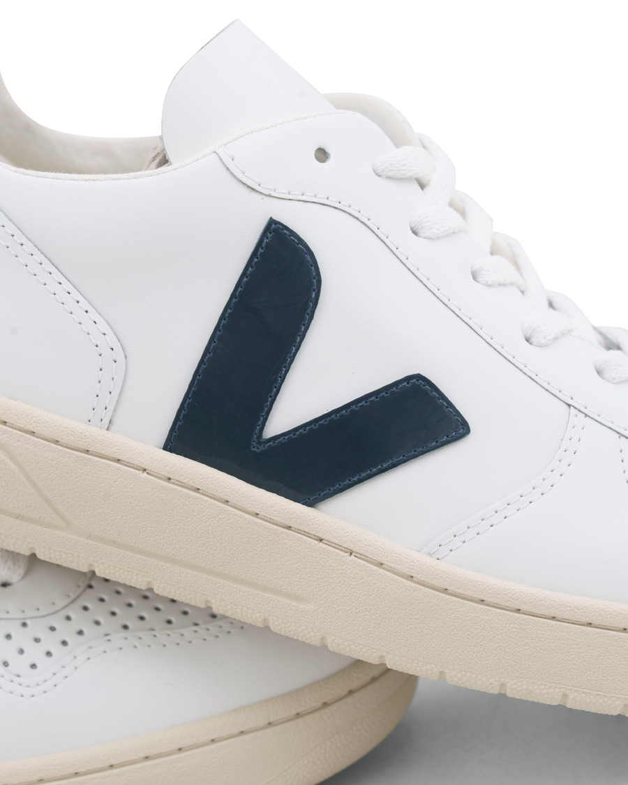 Herr | Veja V-10 Leather Sneaker Extra White/Nautico Pekin | Veja | V-10 Leather Sneaker Extra White/Nautico Pekin