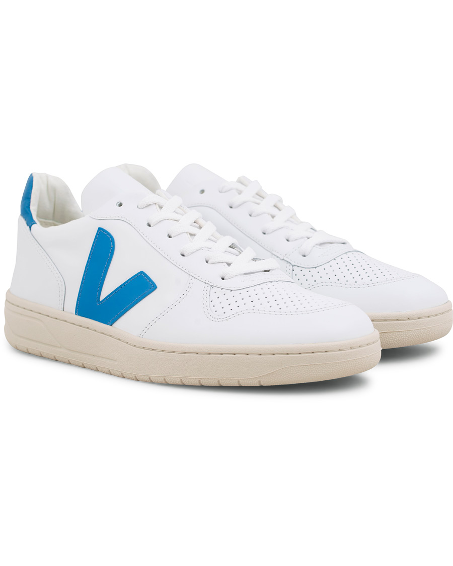 Herr | Veja V-10 Leather Sneaker Extra White/Swedish Blue | Veja | V-10 Leather Sneaker Extra White/Swedish Blue