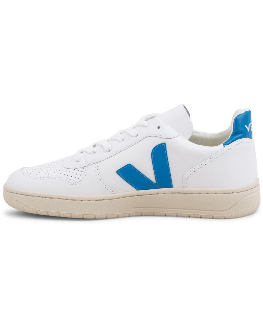 Herr | Veja V-10 Leather Sneaker Extra White/Swedish Blue | Veja | V-10 Leather Sneaker Extra White/Swedish Blue