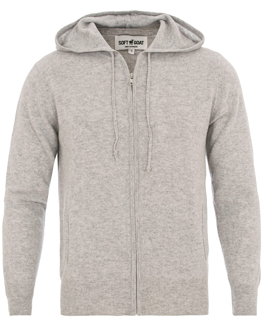 Herr | Tröjor | Soft Goat | Cashmere Full Zip Hoodie Light Grey