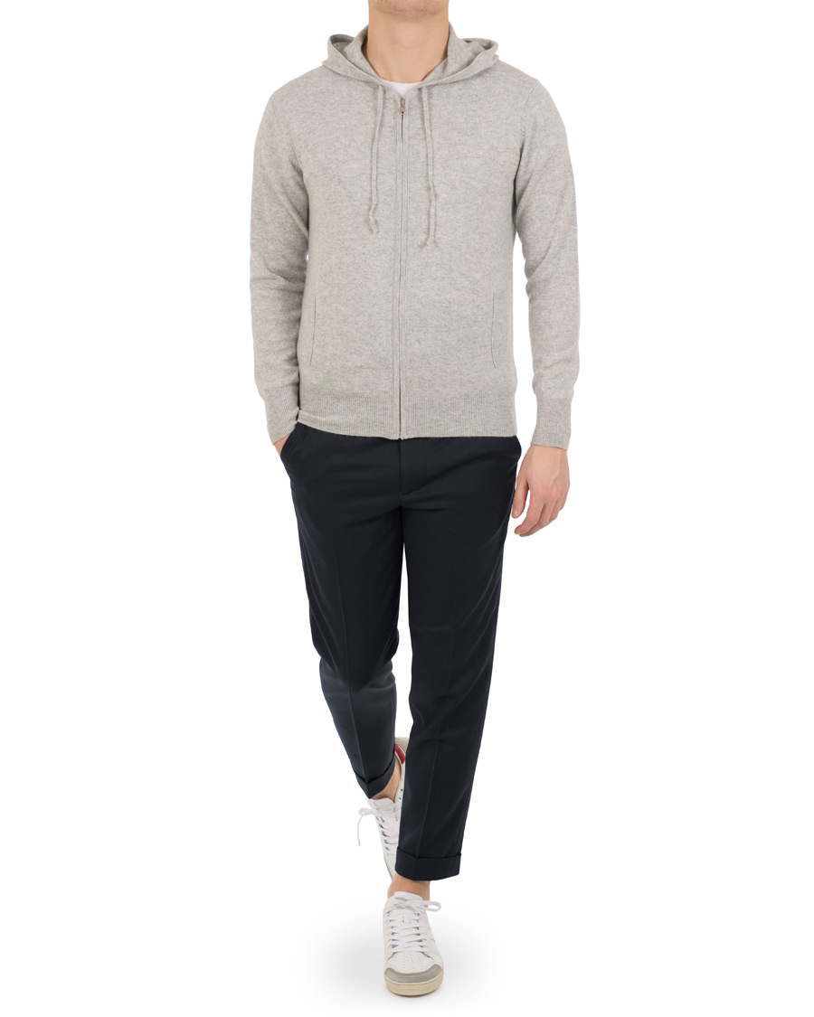 Herr | Tröjor | Soft Goat | Cashmere Full Zip Hoodie Light Grey