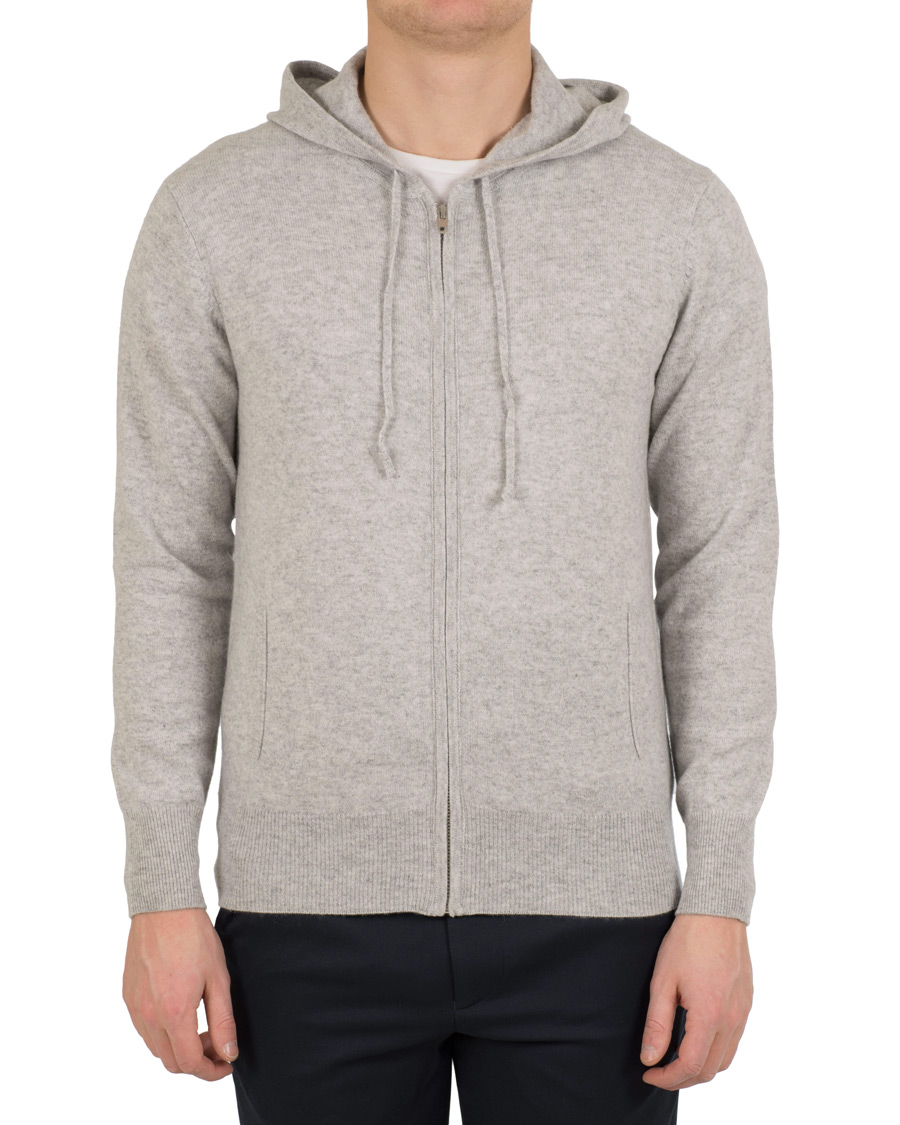 Herr | Tröjor | Soft Goat | Cashmere Full Zip Hoodie Light Grey