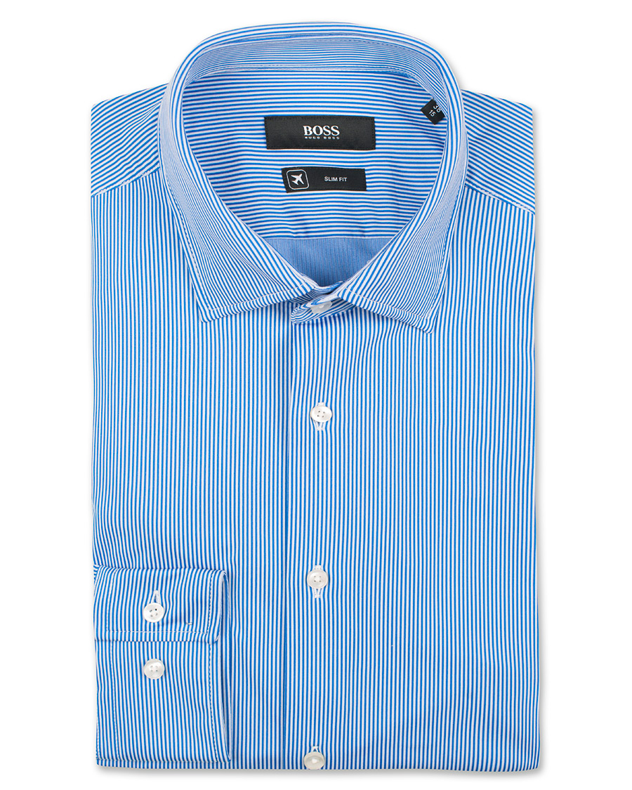 Herr | Skjortor | BOSS BLACK | BOSS Jenno Slim Fit Super Stretch Shirt White/Blue