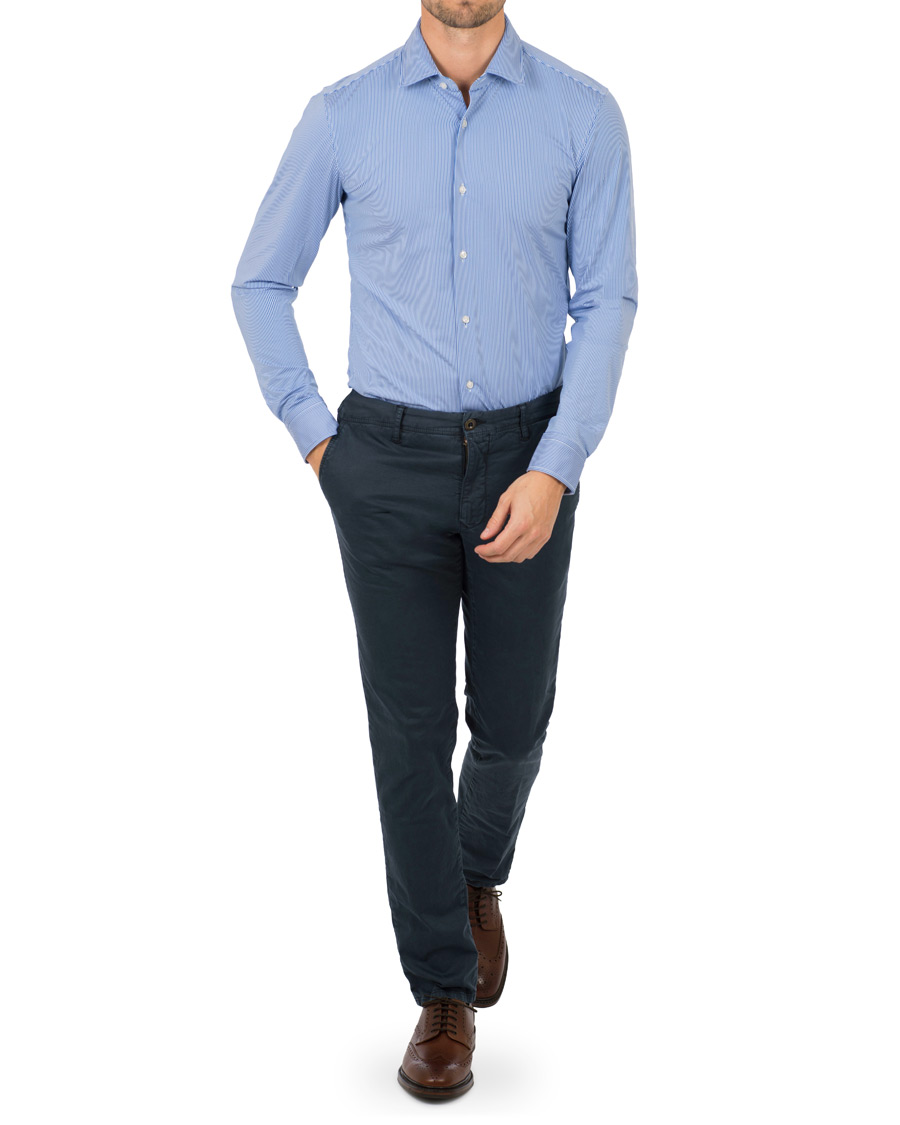 Herr | Skjortor | BOSS BLACK | BOSS Jenno Slim Fit Super Stretch Shirt White/Blue