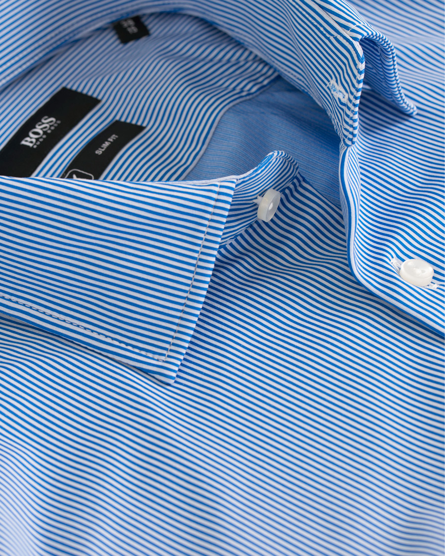 Herr | Skjortor | BOSS BLACK | BOSS Jenno Slim Fit Super Stretch Shirt White/Blue
