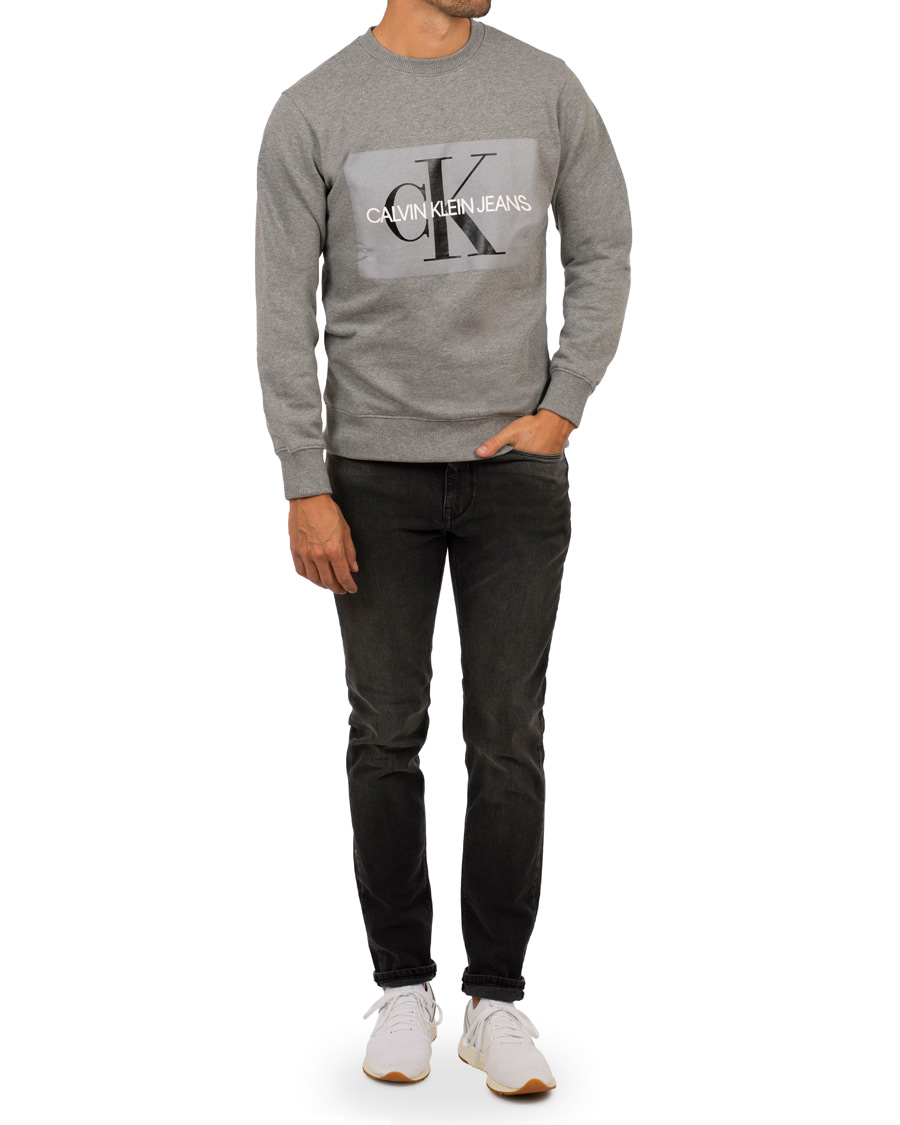 | Logo Crew Klein Calvin Heather Neck Grey Sweatshirt Monogram Jeans Basic
