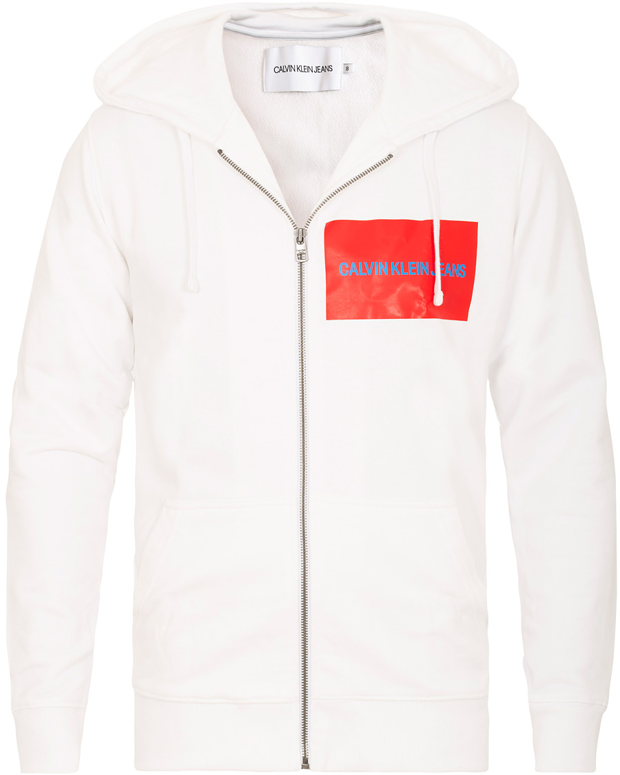 Herr | Tröjor | Calvin Klein Jeans | Institutional Logo Zip Through Hoodie Bright White
