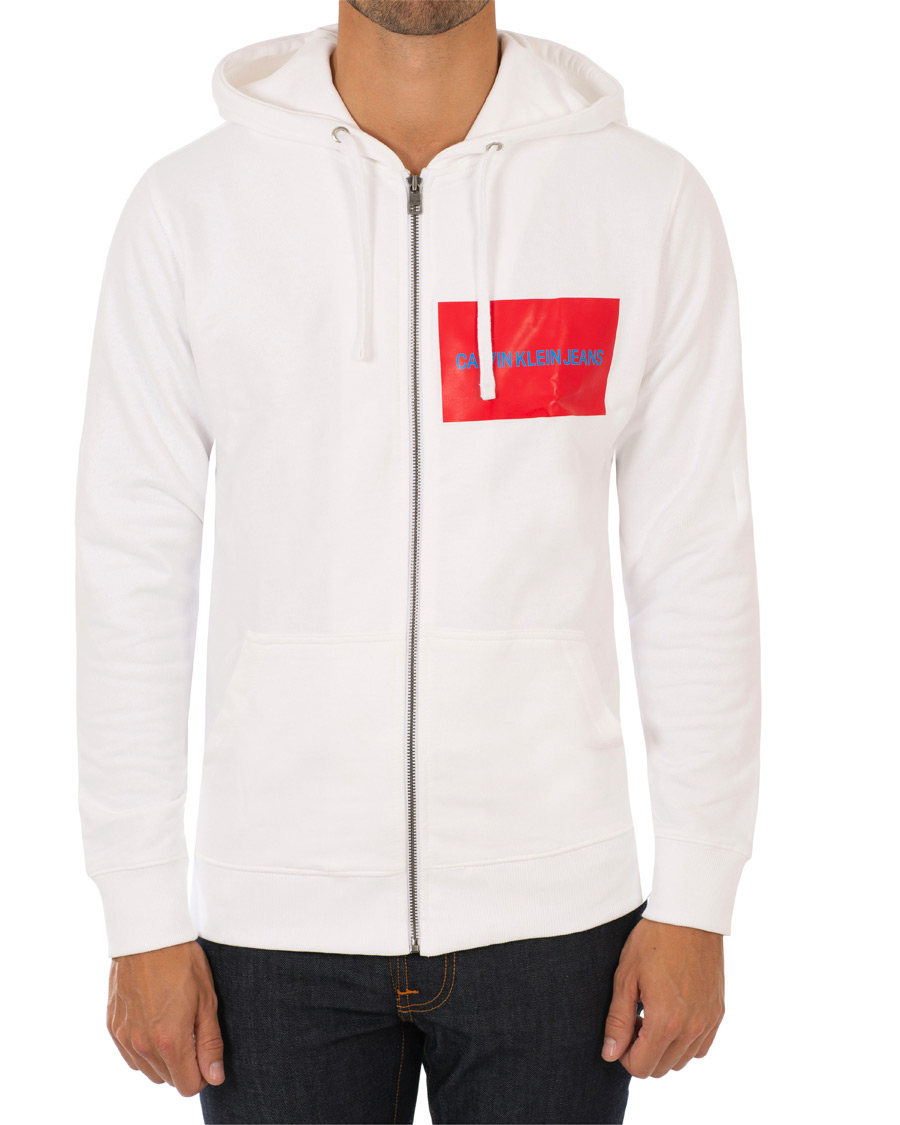Herr | Tröjor | Calvin Klein Jeans | Institutional Logo Zip Through Hoodie Bright White
