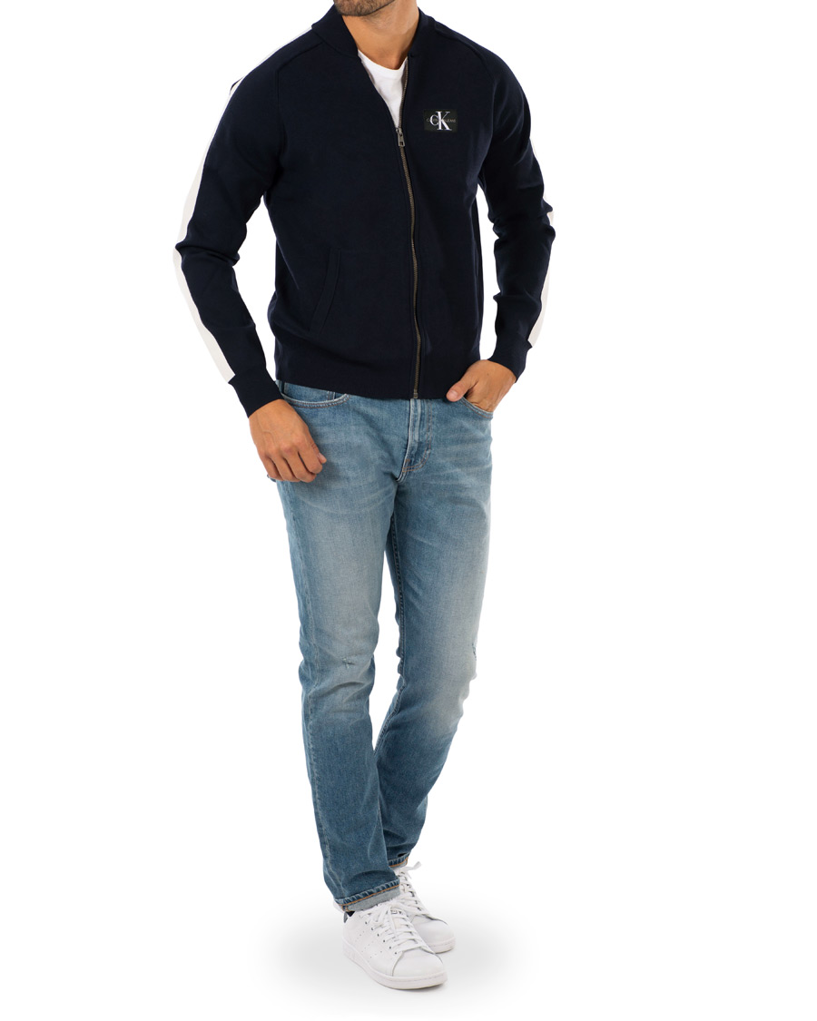 Herr | Tröjor | Calvin Klein Jeans | Contrast Sleeve Stripe Nylon Bomber Night Sky