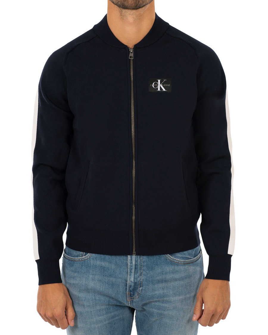 Herr | Tröjor | Calvin Klein Jeans | Contrast Sleeve Stripe Nylon Bomber Night Sky
