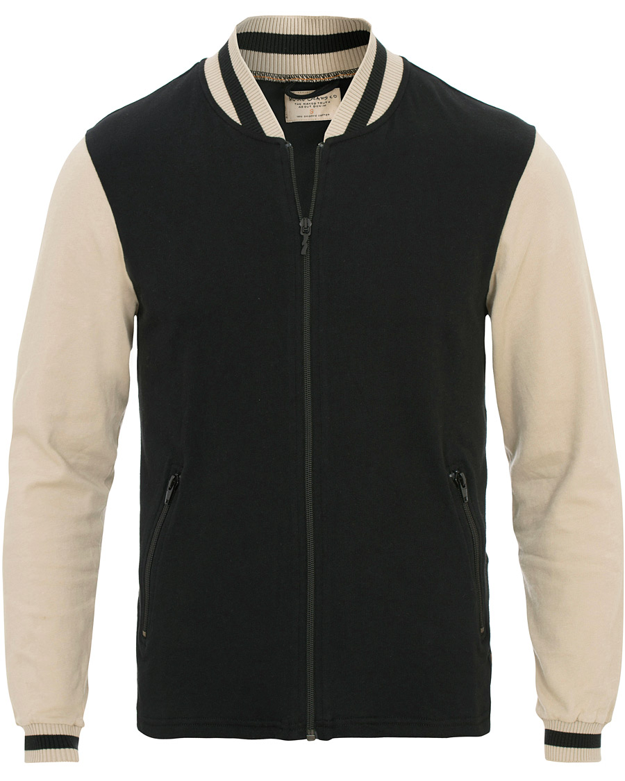 Herr | Tröjor | Nudie Jeans | Sture Jersey College Bomber Jacket Black/Sand