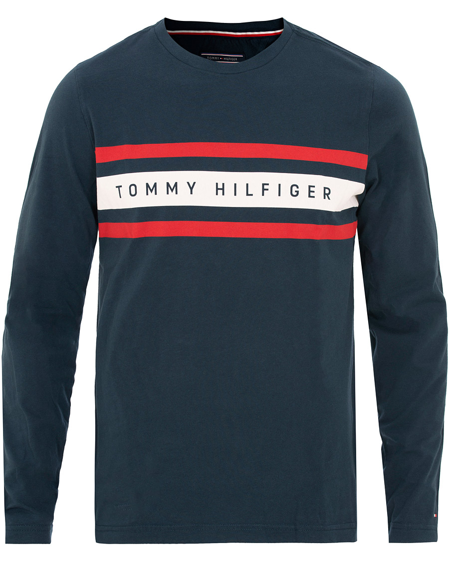 Herr | T-Shirts | Tommy Hilfiger | Logo Band Graphic Long Sleeve Tee Navy Blazer