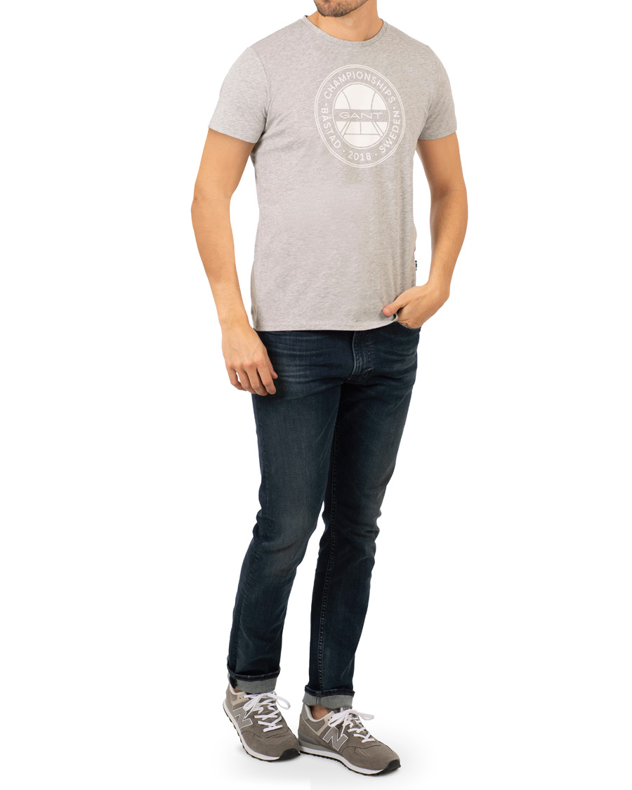 Herr | T-Shirts | GANT | Båstad Crew Neck Tee Light Grey Melange