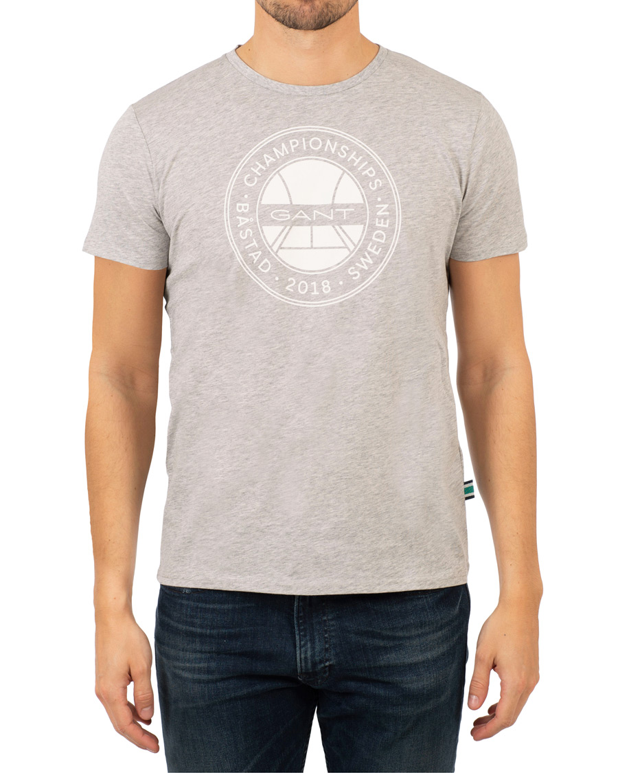 Herr | T-Shirts | GANT | Båstad Crew Neck Tee Light Grey Melange