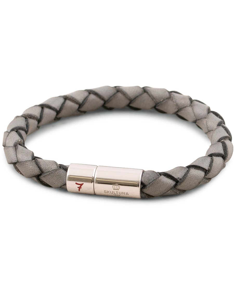 Herr | Skultuna Leather Bracelet Plaited 7 by Lino Ieluzzi Grey | Skultuna | Leather Bracelet Plaited 7 by Lino Ieluzzi Grey