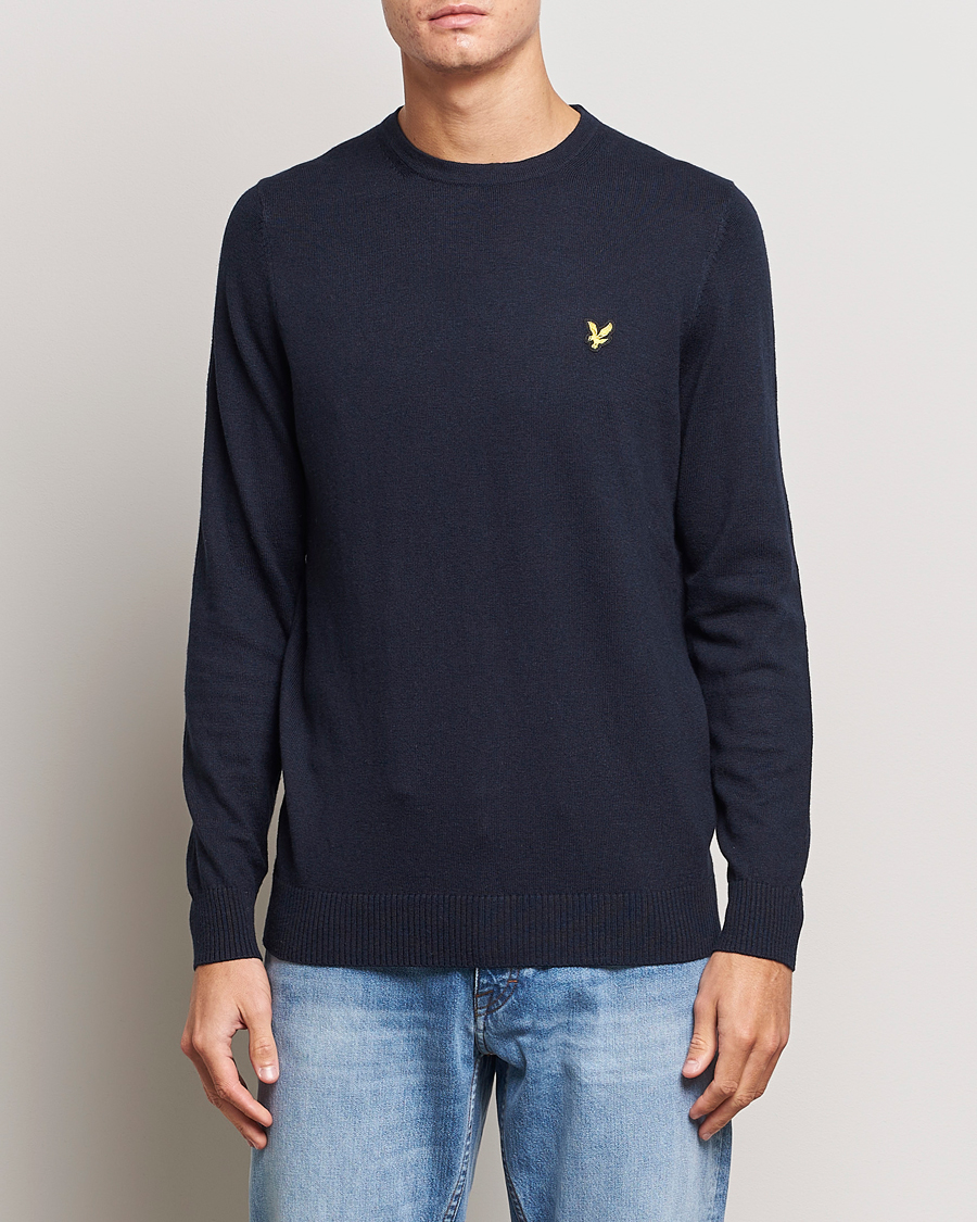Herr | Tröjor | Lyle & Scott | Cotton/Merino Crew Neck Jumper Dark Navy
